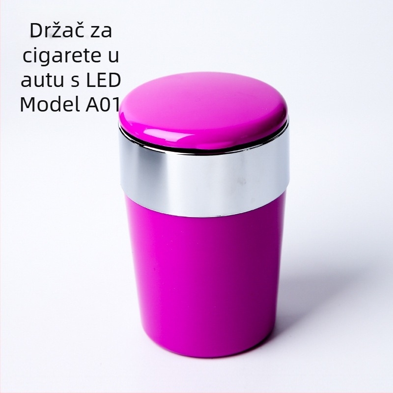Pepeljara za automobil s LED osvjetljenjem, kružnog oblika, od plastike, injekcijskim procesom, model A01, težina 102 g, brend San Wino senwero (Model: A01; Materijal: Plastika; LED osvjetljenje; Težina: 102 g; Marka: San Wino senwero)