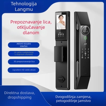 Pametna brava za vrata LM01 s 3D prepoznavanjem lica, otiska prsta i prepoznavanjem vena/palma, lozinka i daljinsko otključavanje; DC napajanje, do 100k otključavanja, skeniranje <0,1 s
