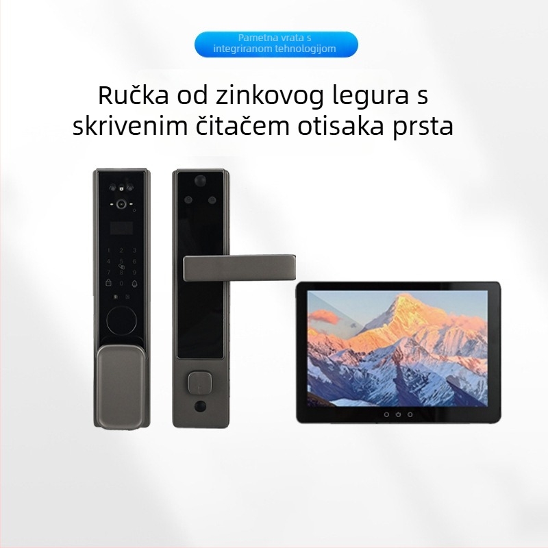 Pametna brava s prepoznavanjem lica i otiska prsta, pohrana 100 otisaka, >100000 otključavanja, skeniranje <0.5 s, lažno prepoznavanje ≤0.00004%