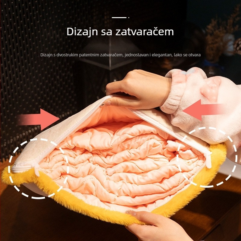 Bai feili Dvostruka upotreba plišanog jastuka i deke – za auto i ured, karikatura uzorak, spojena tkanina, PP pamuk punilo