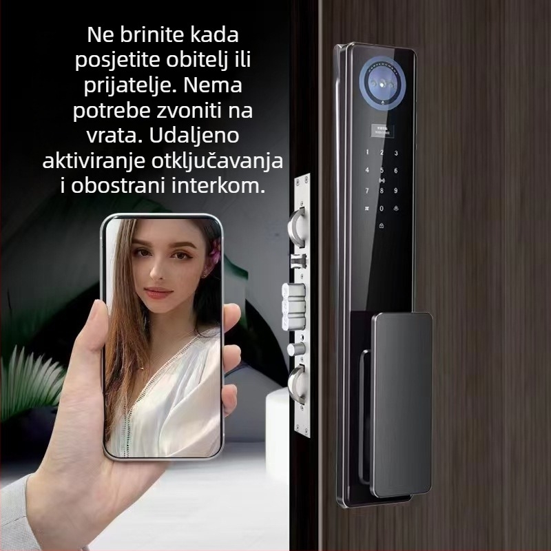 Pametna brava s 3D prepoznavanjem lica, pohranjivanje 200 otisaka, 200000 otključavanja, skeniranje <0.1s, DC napajanje