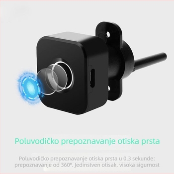 Pametno zaključavanje ladice otiskom prsta za ormariće - kapacitet otisaka 20, skeniranje <0,3 s, lažno prepoznavanje <0,002%, radna temperatura -10°C do 60°C, punjiva baterija 120 mAh