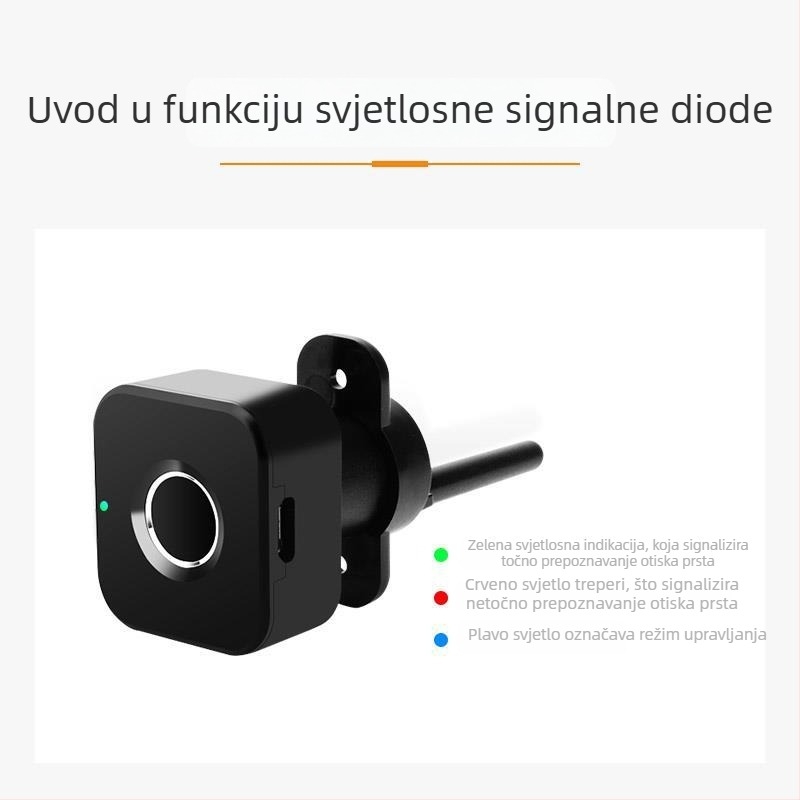 Pametno zaključavanje ladice otiskom prsta za ormariće - kapacitet otisaka 20, skeniranje <0,3 s, lažno prepoznavanje <0,002%, radna temperatura -10°C do 60°C, punjiva baterija 120 mAh