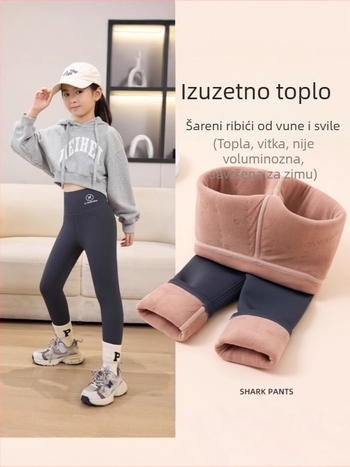 Dječje legice s fleece podstavom, debeli zimski model, visok struk i elastični pojas