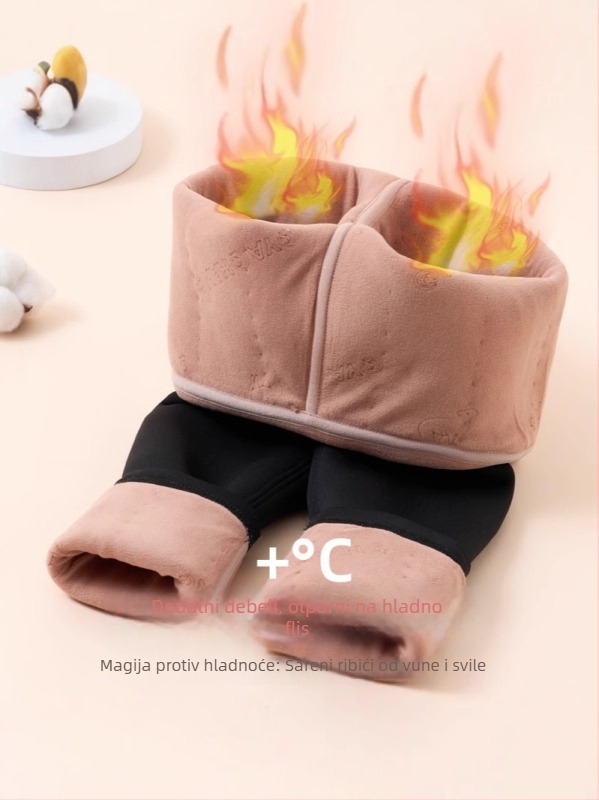 Dječje legice s fleece podstavom, debeli zimski model, visok struk i elastični pojas