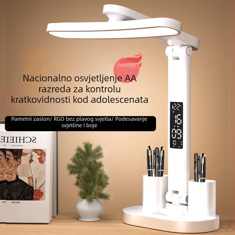 Stolna lampa za učenje s zaštitom očiju, punjiva LED, sklopiva, dodirni prekidač, moderni minimalistički stil, 6–10W, CRI ≥90