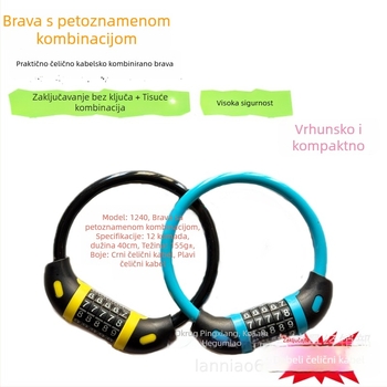 Petocifreni kombinirani katanc za bicikl, PVC kućište, 170 g, moderni minimalistički stil