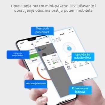 Pametna brava s otiskom prsta za staklena vrata – bez okvira, bez bušenja, upravljanje putem aplikacije, uredska brava s lozinkom, model AL01