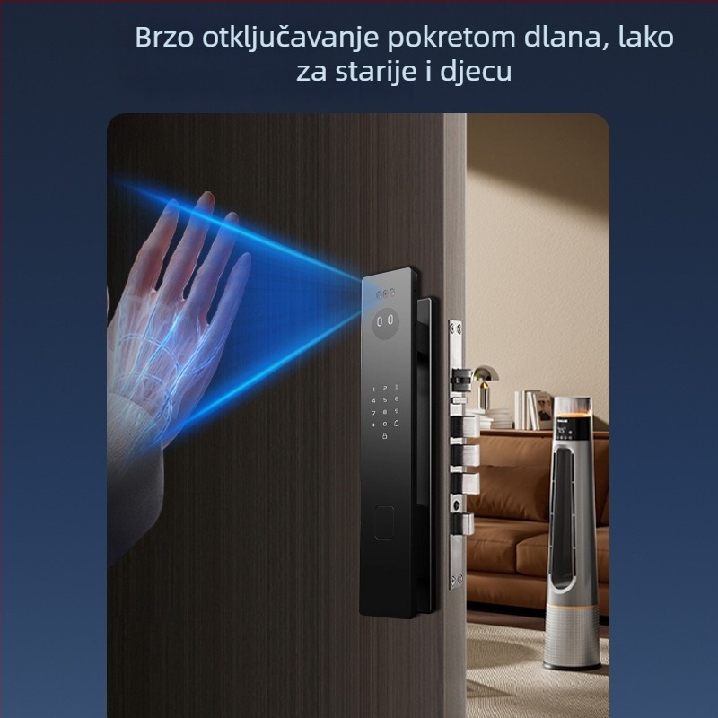 Qimen Shield Q1 pametna brava s otiskom prsta, šifrom, identifikacijom dlanske vene i 3D prepoznavanjem lica – pohrana otisaka: 90; više od 100000 otključavanja; skeniranje <1s; lažno prepoznavanje <0.1%; lažno odbijanje <0.1%