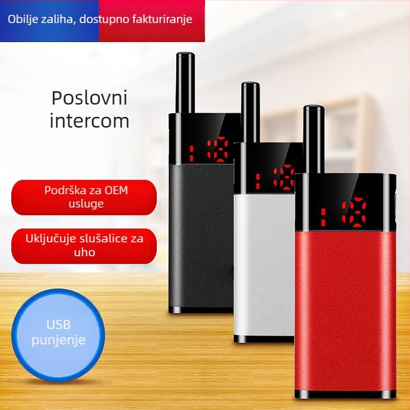 Bežični ručni interkom za salone ljepote, frizerske salone, ugostiteljstvo i hotele — 400-470 MHz, 1 W, 22 kanala, do 1,5 km, DC 3,7 V