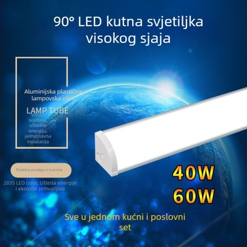 LED kutno zidno svjetlo s skrivenom LED trakom, dugi kutni svjetlosni element, T8 dnevna cijev sa nosačem, 40–50W, IP55, CRI 90–100, aluminijska legura, FCC