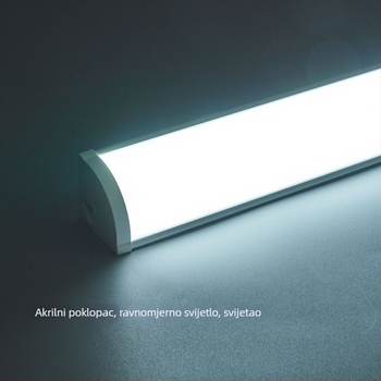 LED kutno zidno svjetlo s skrivenom LED trakom, dugi kutni svjetlosni element, T8 dnevna cijev sa nosačem, 40–50W, IP55, CRI 90–100, aluminijska legura, FCC