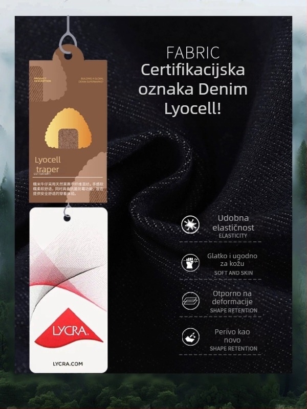 Ženske traperice s visokim strukom, fleece podstava, blago proširene, denim Lyocell i pamuk, mikroelastičnost