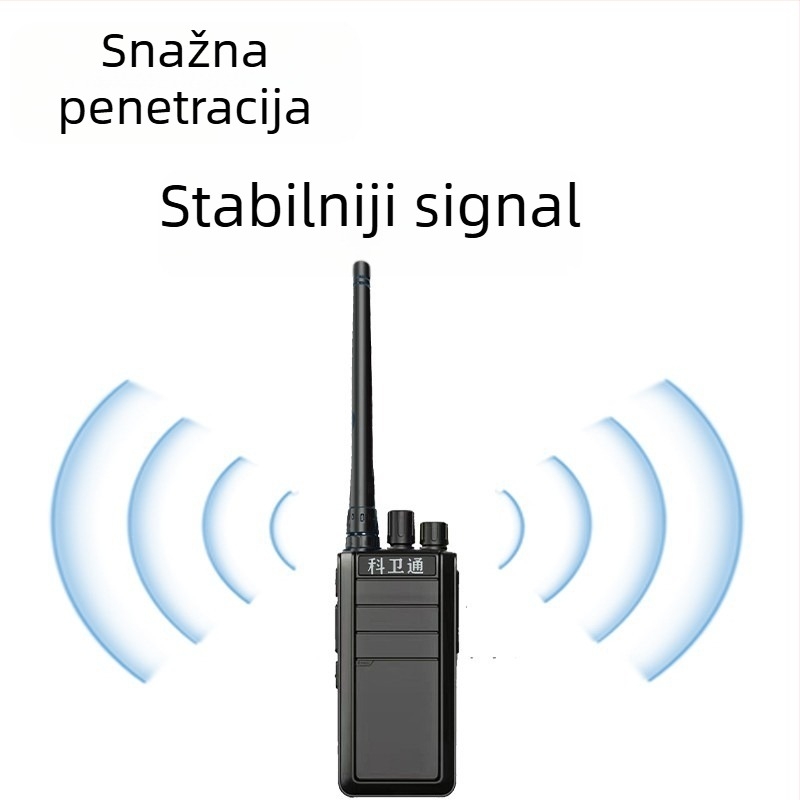 Vanjska ručna radiostanica s mogućnošću usklađivanja frekvencije jednim klikom, 400–480 MHz, 5 W, 16 kanala, domet 3–5 km, baterija 6800 mAh