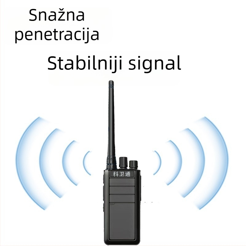 Vanjska ručna radiostanica s mogućnošću usklađivanja frekvencije jednim klikom, 400–480 MHz, 5 W, 16 kanala, domet 3–5 km, baterija 6800 mAh