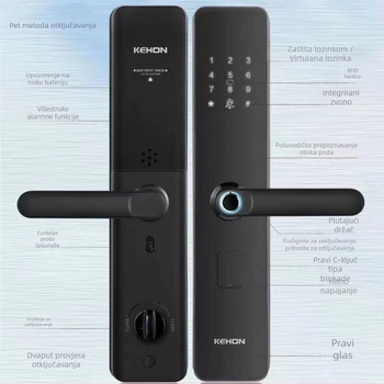 Kexiong K2 One-Touch poluautomatski pametni brava s otiskom prsta za kuću i gostinjce — 50 pohranjenih otisaka, skeniranje 0,01 s, >100000 otključavanja, DC napajanje