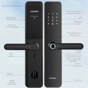Kexiong K2 One-Touch poluautomatski pametni brava s otiskom prsta za kuću i gostinjce — 50 pohranjenih otisaka, skeniranje 0,01 s, >100000 otključavanja, DC napajanje