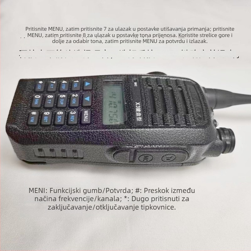 Keweitong X3 walkie-talkie s tipkovnicom, 400-470 MHz, 5W, 128 kanala, domet 5-10 km, litijska baterija 1500 mAh