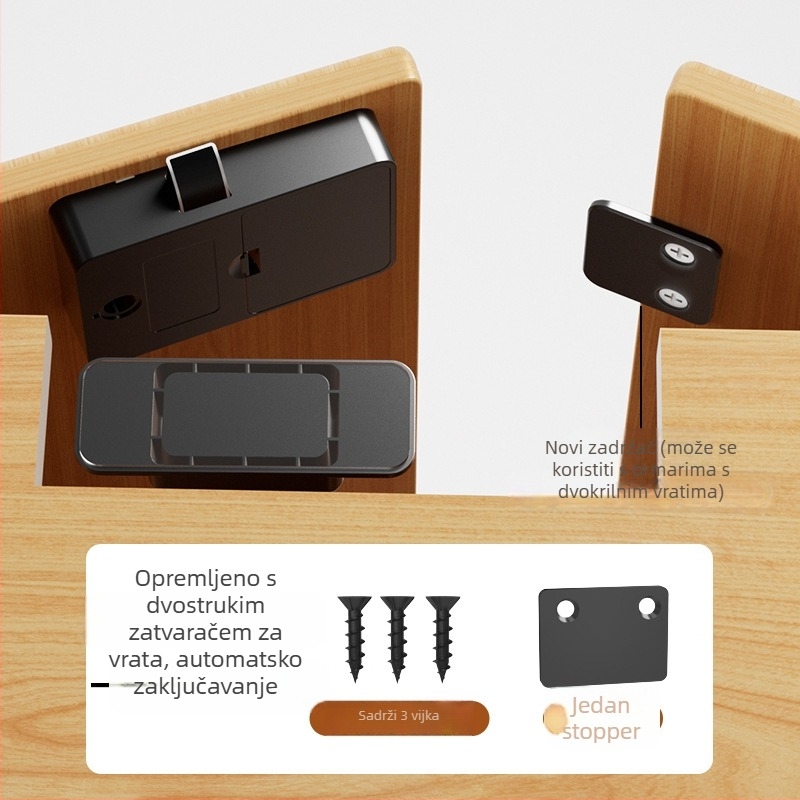 Biometrijski zaključavanje namještaja s otiskom prsta — za ladice, ormariće i garderobu; 20 otisaka pohranjeno, skeniranje ispod 0,5 s, više od 100000 ciklusa