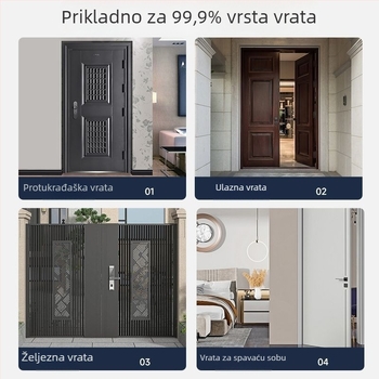 Pametna brava za ulazna vrata uz uslugu instalacije — prepoznavanje otisaka prsta, lozinka, kartica, dlan i prepoznavanje lica; 100 pohranjenih otisaka; do 100 000 otključavanja; skeniranje u 0,5 s; vodootporna; napajanje DC; za ulazna vrata.