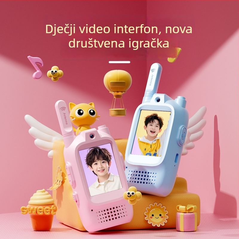 Dječji videowalkie-talkie za igru na otvorenom s video komunikacijom, model M5, domet 1,5–3 km, Li‑ion baterija 650 mAh, otporan na prašinu
