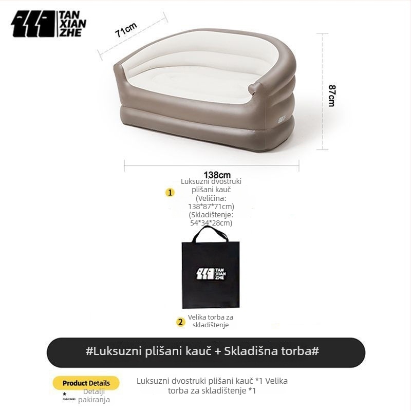 Log lane Explorer Dvostruko napuhivo kreveto – Prijenosno kampiranje zračna sofa s površinom od kompozitne tkanine, nosivost 180 kg