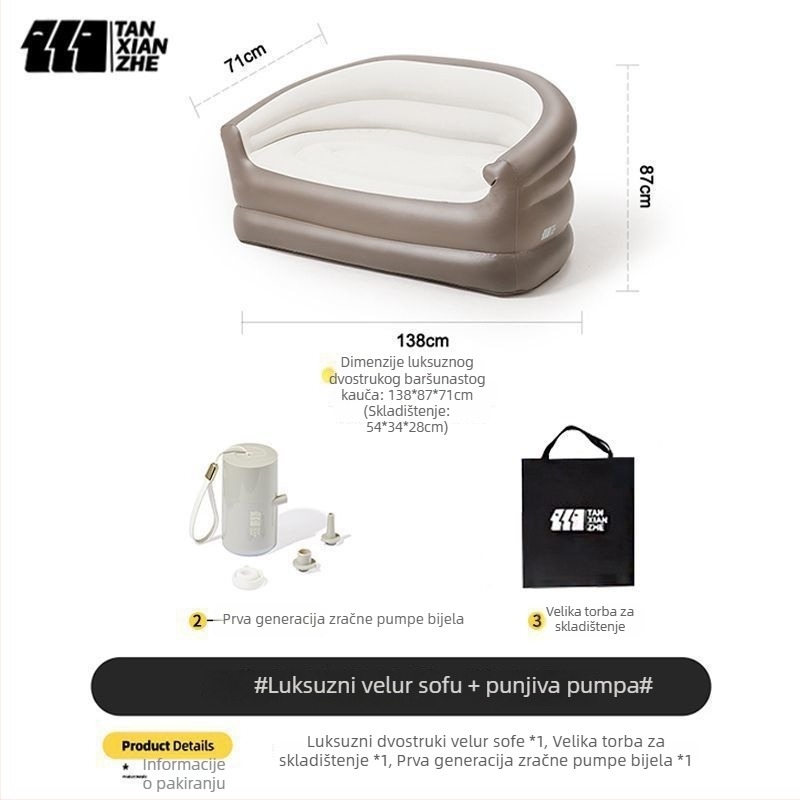 Log lane Explorer Dvostruko napuhivo kreveto – Prijenosno kampiranje zračna sofa s površinom od kompozitne tkanine, nosivost 180 kg