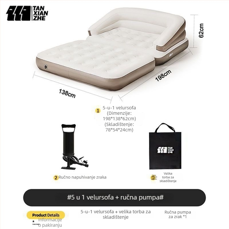 Log lane Explorer Dvostruko napuhivo kreveto – Prijenosno kampiranje zračna sofa s površinom od kompozitne tkanine, nosivost 180 kg