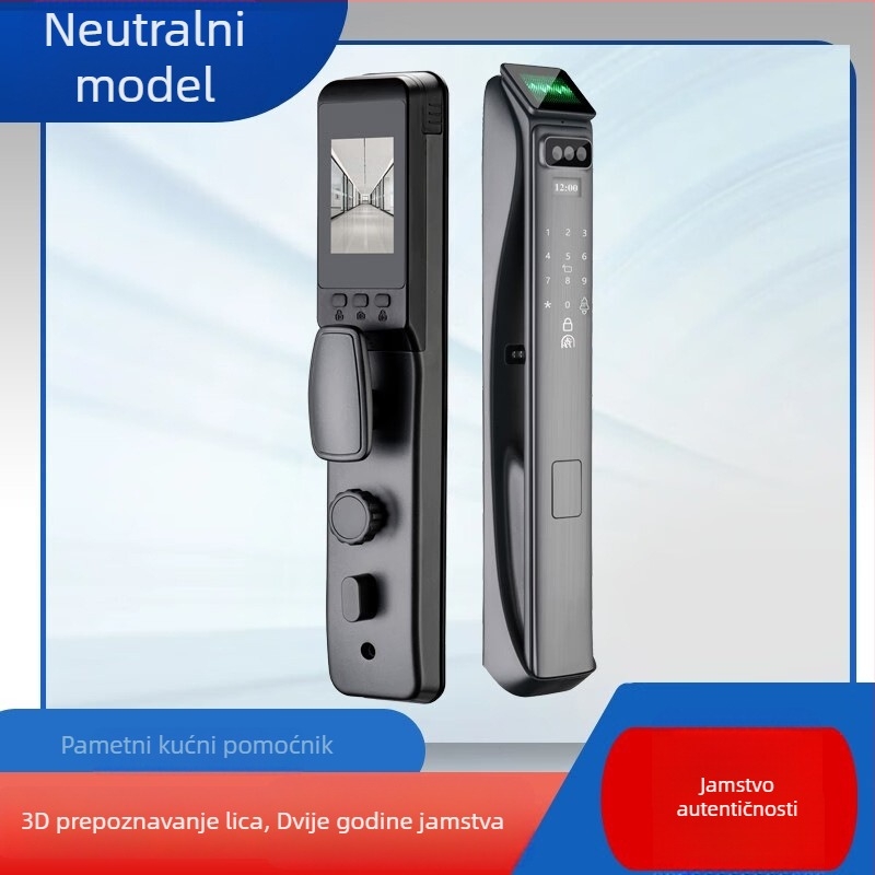 Pametna brava za vrata s otiskom prsta, 3D prepoznavanje lica i prozor kroz vrata - 50 spremljenih otisaka, skeniranje <0,1 s, verifikacija 1:N, daljinsko otključavanje lozinkom