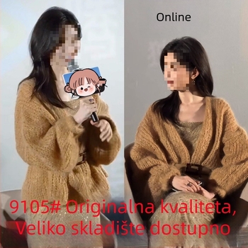 Kardigan od konoplje, ultra-tanki, visok ovratnik, dugi rukavi, produženi kroj, gradski stil