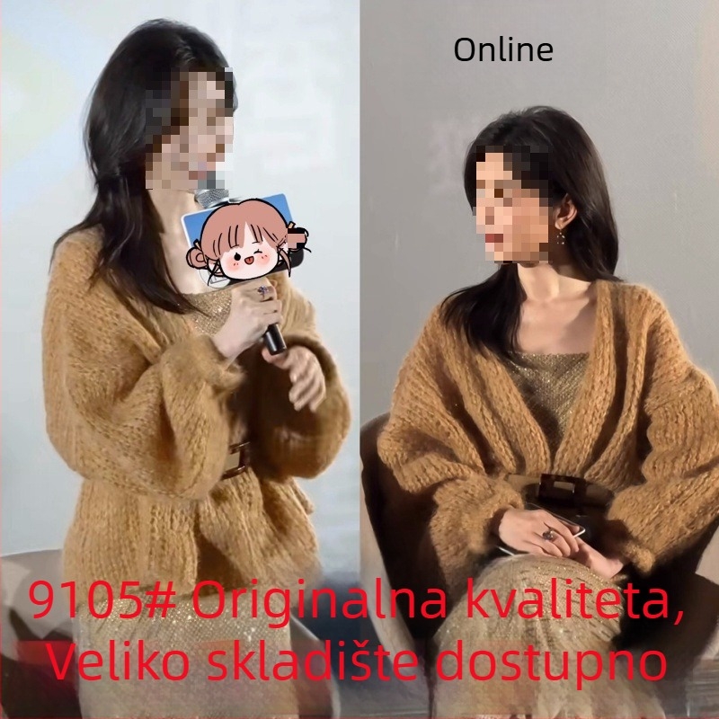 Kardigan od konoplje, ultra-tanki, visok ovratnik, dugi rukavi, produženi kroj, gradski stil