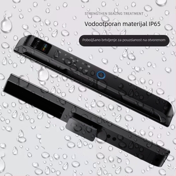 Vanjska brava s otiskom prsta i lozinkom za klizna vrata, pametna brava s aplikacijom, uski rub, vodootporna, 100 otisaka, skeniranje <1 s, lažno prepoznavanje <1%, lažno odbijanje <1%, napajanje AC