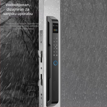 Vanjska brava s otiskom prsta i lozinkom za klizna vrata, pametna brava s aplikacijom, uski rub, vodootporna, 100 otisaka, skeniranje <1 s, lažno prepoznavanje <1%, lažno odbijanje <1%, napajanje AC