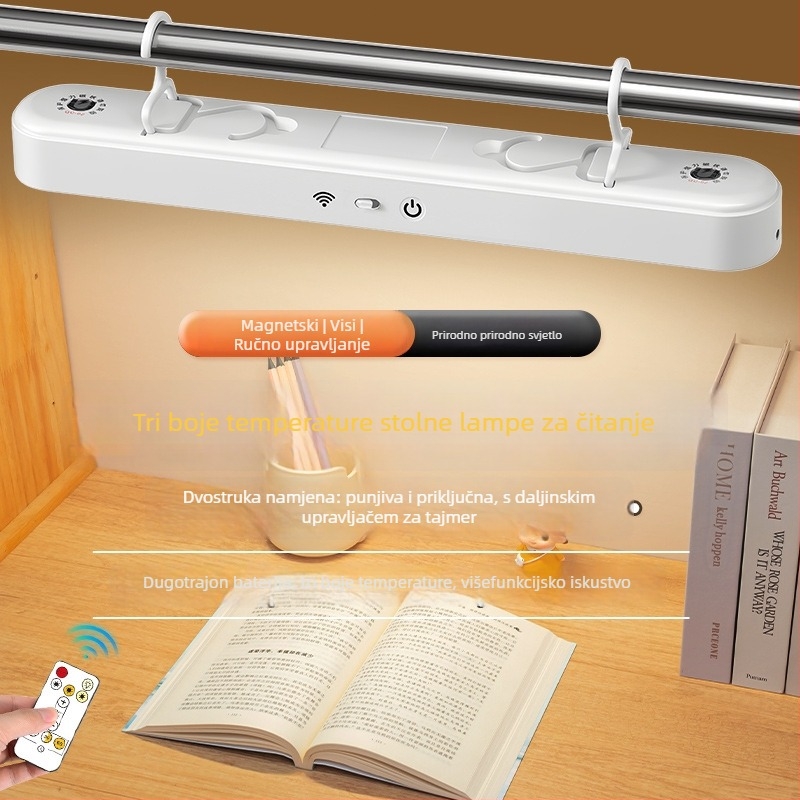 LED zidna lampa s kukom za stolni rad, magnetna, daljinsko upravljanje, osvjetljenje za učenje s zaštitom očiju, za dom ili spavaću sobu, ugrađena litijska baterija, 5W, CE certifikat, moderan minimalistički stil