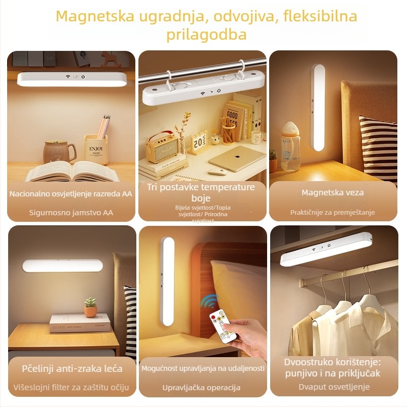 LED zidna lampa s kukom za stolni rad, magnetna, daljinsko upravljanje, osvjetljenje za učenje s zaštitom očiju, za dom ili spavaću sobu, ugrađena litijska baterija, 5W, CE certifikat, moderan minimalistički stil