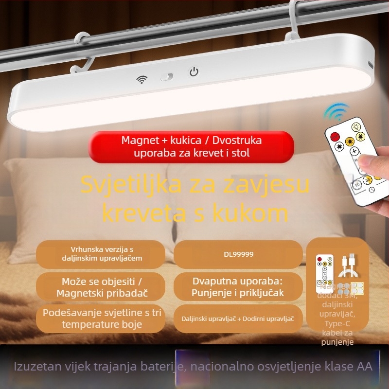 LED zidna lampa s kukom za stolni rad, magnetna, daljinsko upravljanje, osvjetljenje za učenje s zaštitom očiju, za dom ili spavaću sobu, ugrađena litijska baterija, 5W, CE certifikat, moderan minimalistički stil