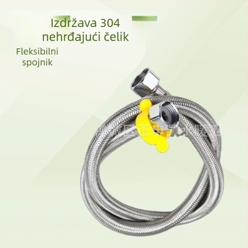 Opleteno crijevo od nehrđajućeg čelika 304 za dovod vode do toaletskog bojlera s kutnim ventilom, produžni vodovodni crijevo, unutarnje i vanjsko pletenje