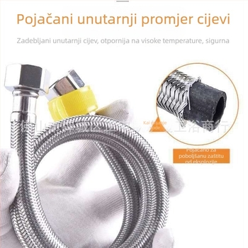 Opleteno crijevo od nehrđajućeg čelika 304 za dovod vode do toaletskog bojlera s kutnim ventilom, produžni vodovodni crijevo, unutarnje i vanjsko pletenje