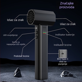 Prenosni automobilni turbinski ventilator, 650W, KING02, ABS, uklanjanje prašine i snijega