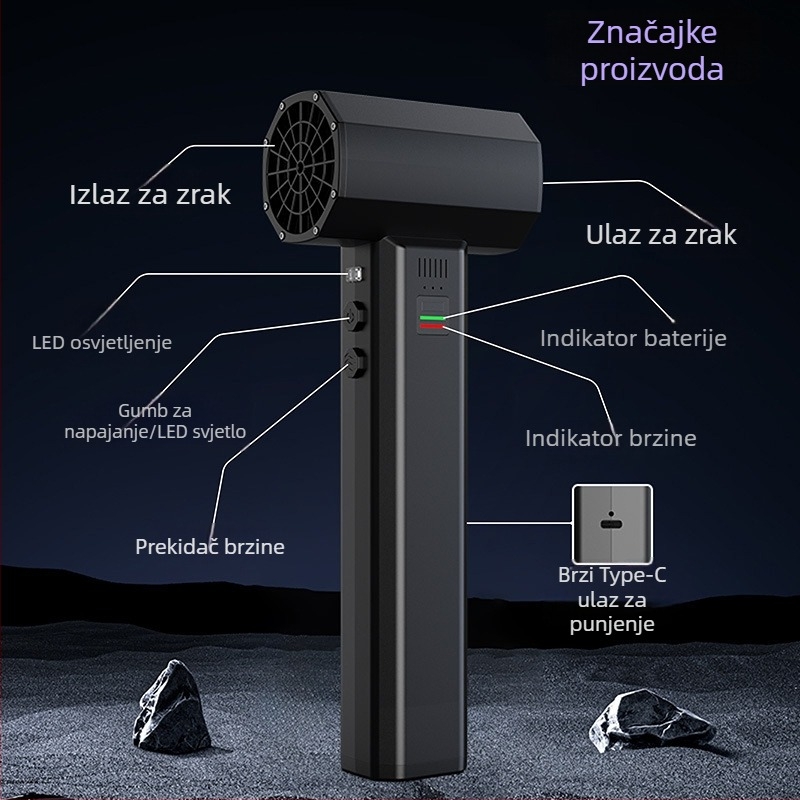 Prenosni automobilni turbinski ventilator, 650W, KING02, ABS, uklanjanje prašine i snijega