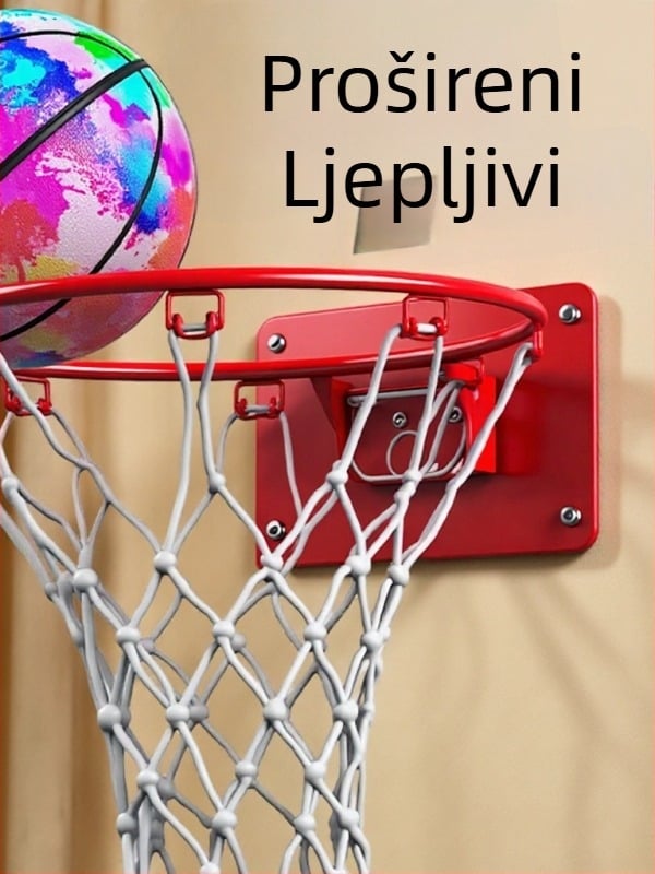 Unutarnji zidni koš za košarku, bez bušenja, tih, sklopiv, s mrežom