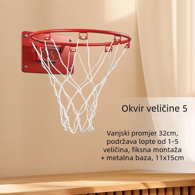 Unutarnji zidni koš za košarku, bez bušenja, tih, sklopiv, s mrežom