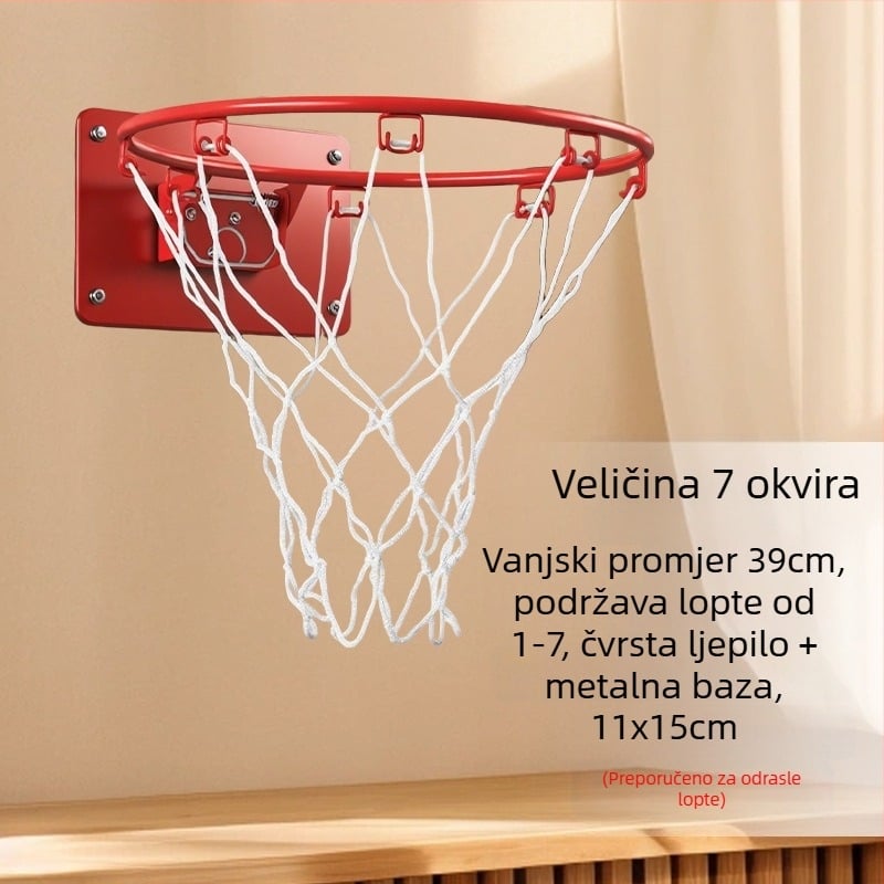 Unutarnji zidni koš za košarku, bez bušenja, tih, sklopiv, s mrežom