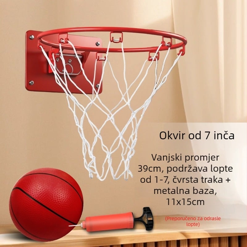 Unutarnji zidni koš za košarku, bez bušenja, tih, sklopiv, s mrežom