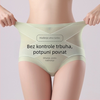 Žensko donje rublje s visokim strukom za oblikovanje – Ice Silk najlon, prozračan, antibakterijski, bez vidljivih linija, podizanje bokova