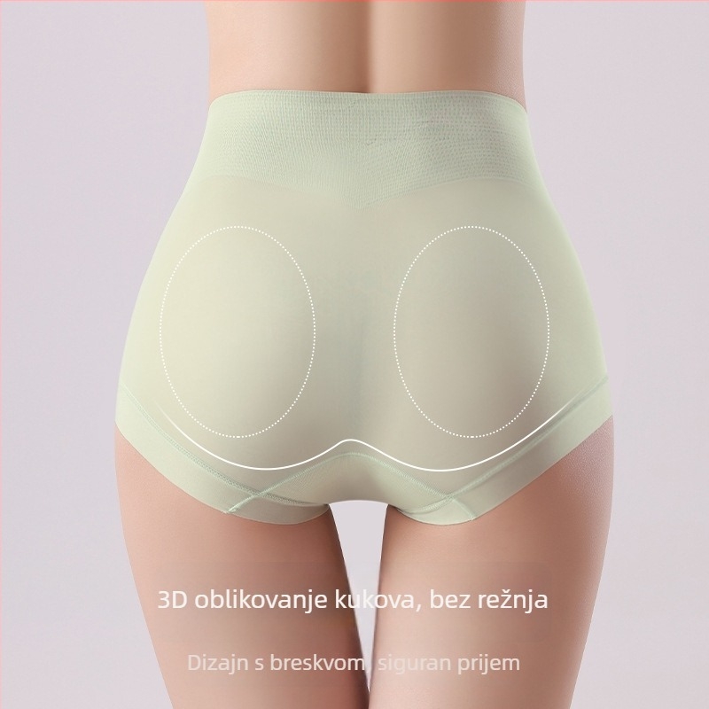 Žensko donje rublje s visokim strukom za oblikovanje – Ice Silk najlon, prozračan, antibakterijski, bez vidljivih linija, podizanje bokova