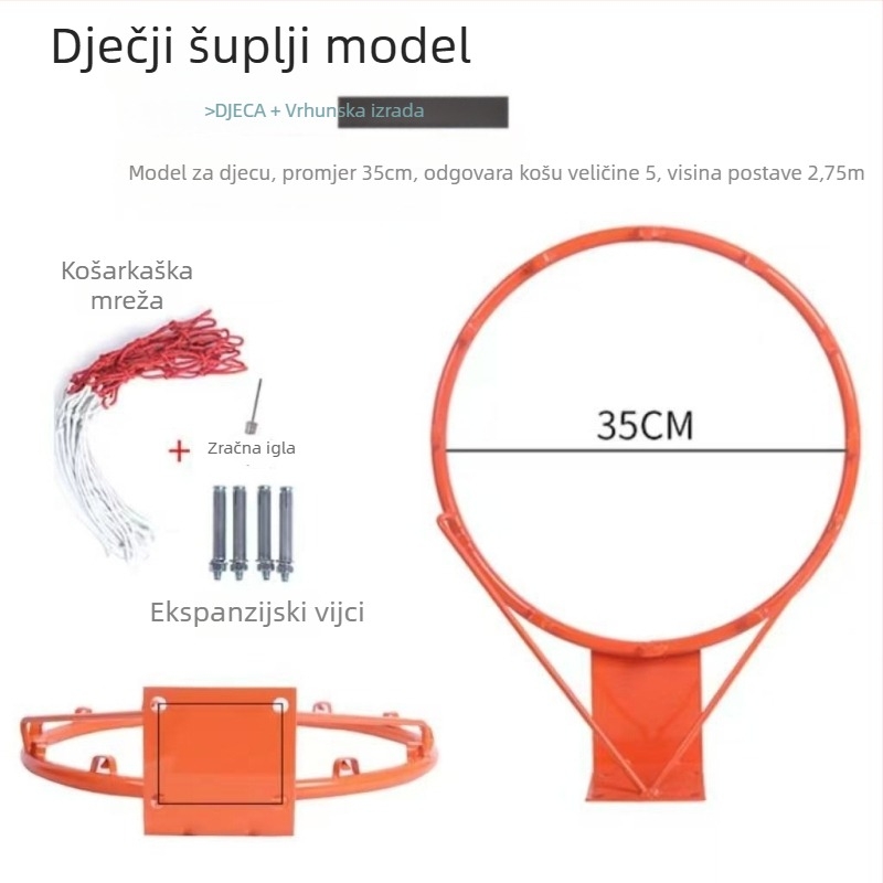 Zidni košarkaški obruč, metalna konstrukcija za vanjsku i kućnu upotrebu, okvir koša.