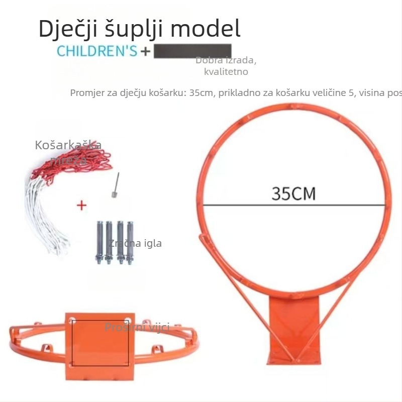 Zidni košarkaški obruč, metalna konstrukcija za vanjsku i kućnu upotrebu, okvir koša.