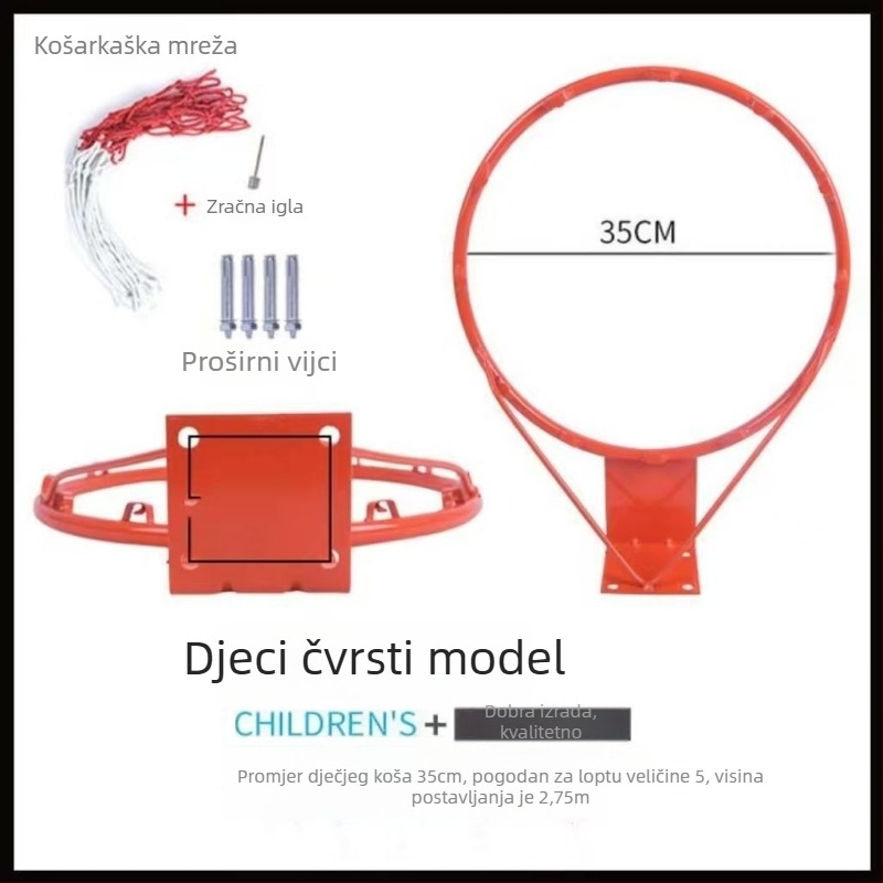 Zidni košarkaški obruč, metalna konstrukcija za vanjsku i kućnu upotrebu, okvir koša.