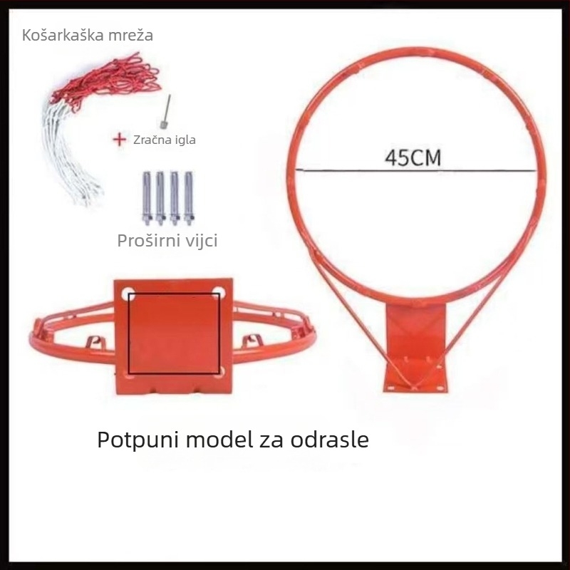 Zidni košarkaški obruč, metalna konstrukcija za vanjsku i kućnu upotrebu, okvir koša.
